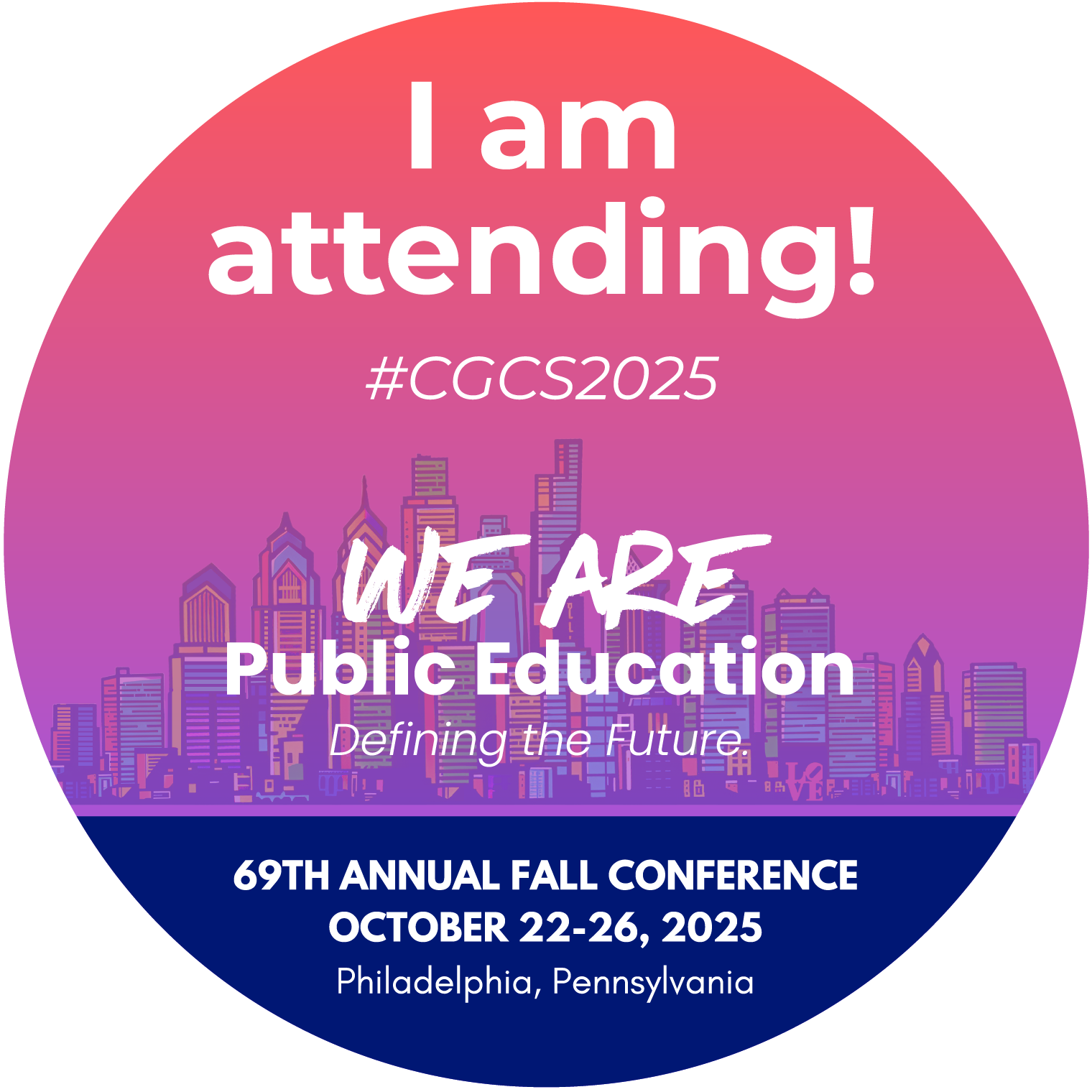 2025 Fall Conference Attendee Badge saying "I am attending!"